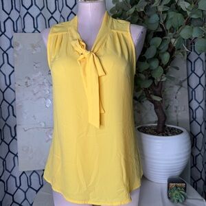 New York & Company Yellow Tie-Front Blouse